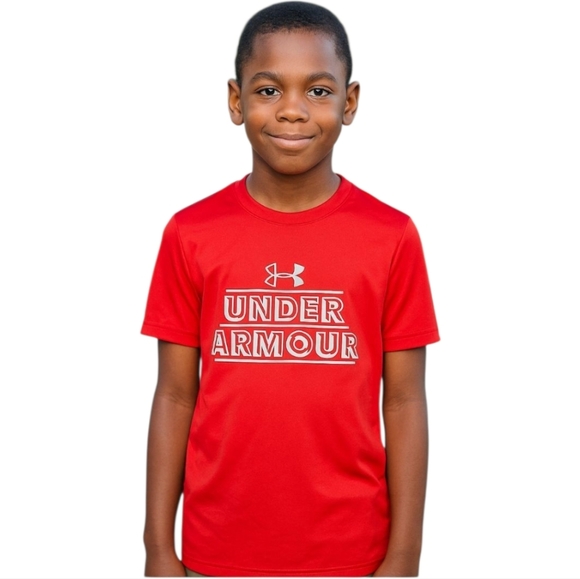 Under Armour Boys Red Athletic Short Sleeve Anti Dry Small T Shirt  - Picture 1 of 4